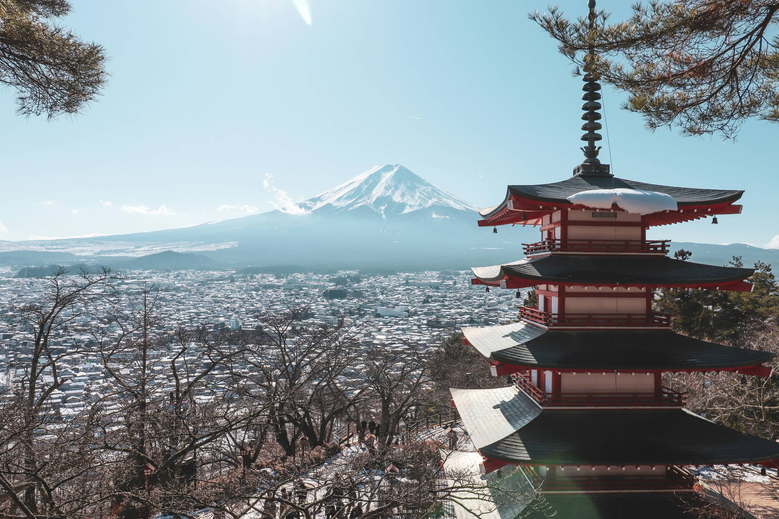 Pagoda Framed by the Majestic Mt. Fuji in Japan